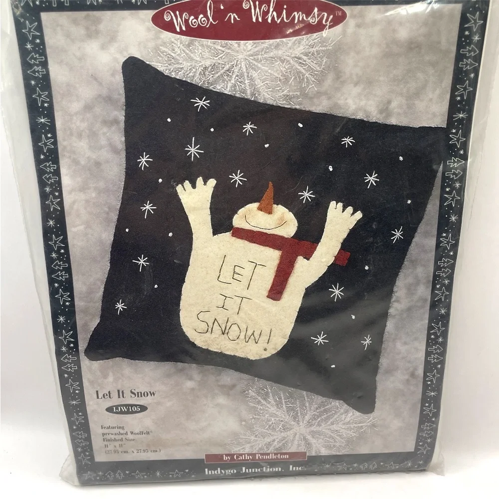 Let It Snow Wool pillow primitive Kit From Indygo Junction